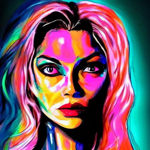 Image similar to woman portrait made out of paint, beautiful, cyborg, comic book art