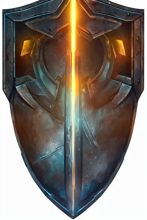 Image similar to shield fantasy epic legends game icon stylized digital illustration radiating a glowing aura global illumination ray tracing hdr fanart arstation by ian pesty and katarzyna da „ bek - chmiel