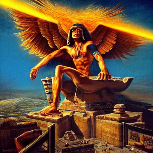 Image similar to epic disasterpiece excruciating death of Egyptian sun god Ken Kelly, photorealistic, cinematic, fantastic reality, detailed, intricate dramatic lighting, establishing shot, 8k resolution – W 1024