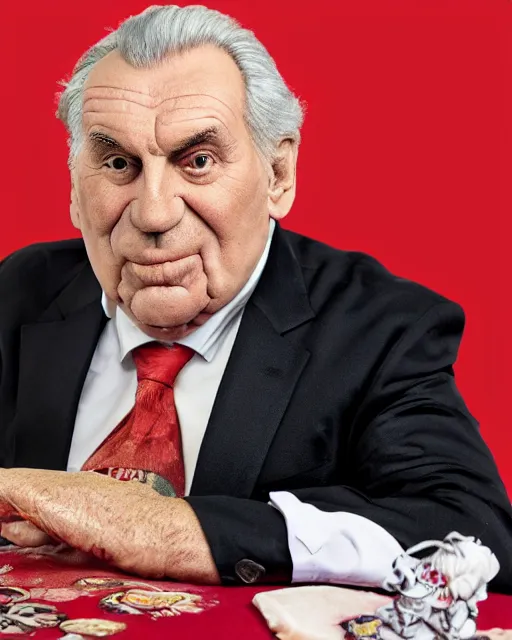 Image similar to milos zeman as a muppet. highly detailed felt. hyper real photo. 4 k.