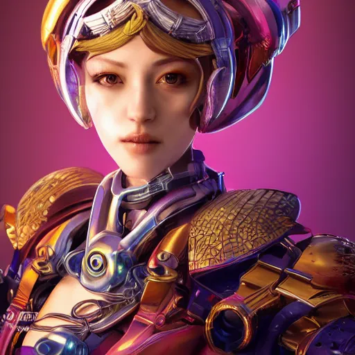 Image similar to studio portrait of lawful good colorful female holy mecha paladin absurdly beautiful, elegant, young sensual graceful woman, ultrafine hyperrealistic detailed face illustration by kim jung gi, irakli nadar, intricate linework, sharp focus, bright colors, matte, octopath traveler, final fantasy, unreal engine highly rendered, global illumination, radiant light, intricate environment