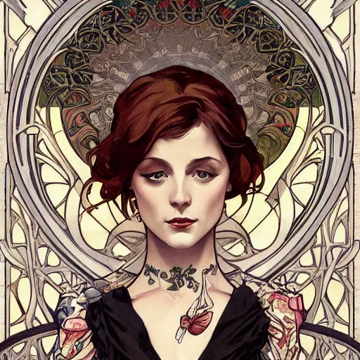 Image similar to an art nouveau illustration in the style of mort kunstler, and in the style of charlie bowater, and in the style of alphonse mucha. floral patterns. symmetry, smooth, sharp focus, semi - realism, intricate detail.