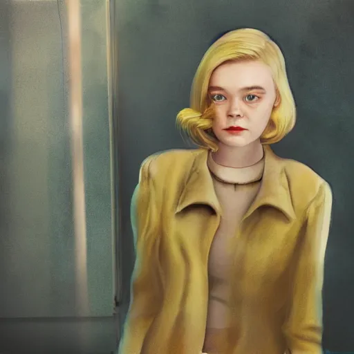 Prompt: portrait of Elle Fanning by Adam Adamowicz in the style of Fallout 3, Kodak Kodachrome film