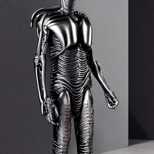 Image similar to giger hugo boss alien suit formal xenomorph