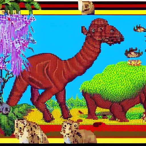 Prompt: zoo on another planet, amiga graphics,