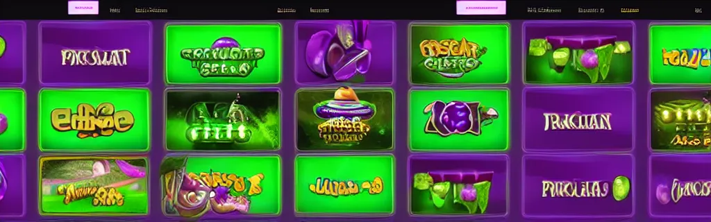 Prompt: purple and green slots casino interface, material design