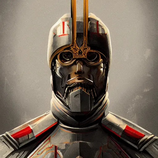 Image similar to concept art by jama jurabaev, futuristic emperor holy inquisition, imperial military, trending on artstation, high quality, brush stroke, portraiit, symmetry