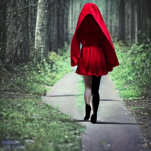 Prompt: little red riding hood and the big bad wolf team up for a heist