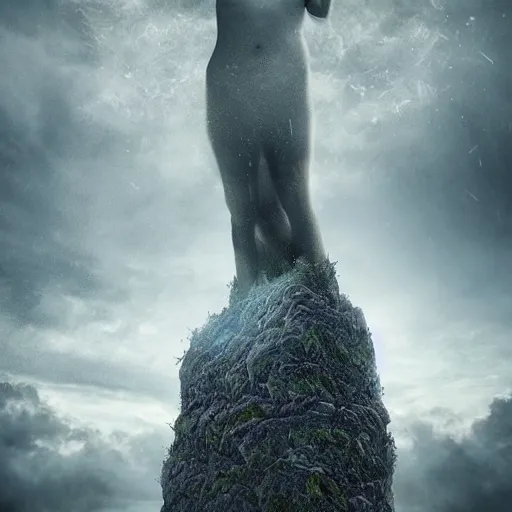 Prompt: Editorial Masterpiece extremely realistic Arcane elemental High Orders Nephilim Virtues figure infused with coalesced crystalline Magical fire by Erik Johansson, perfect light