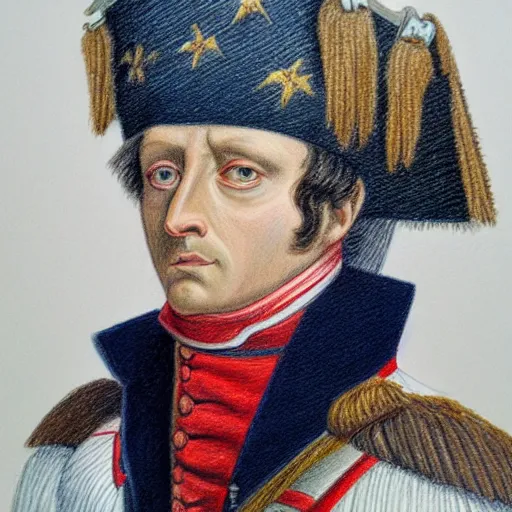Image similar to Colored pencil art on paper of napoleon.