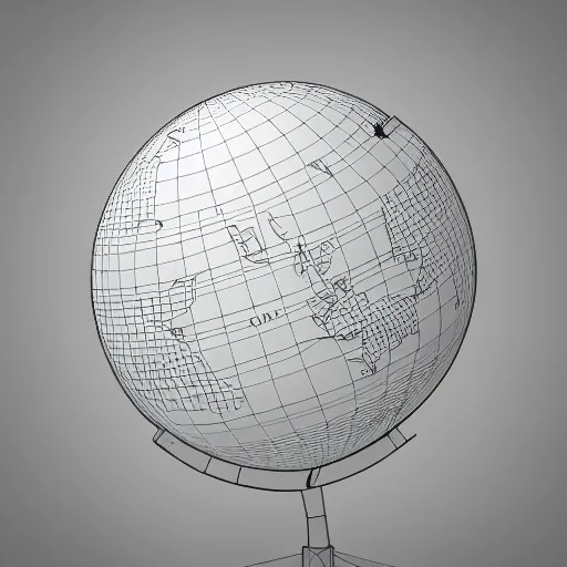 Image similar to isometric globe conept in a cartoony style, 3 d render