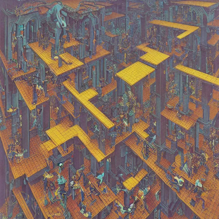 Image similar to lp cover of a 7 0's progressive rock album by mc escher, james jean, moebius, 8 k