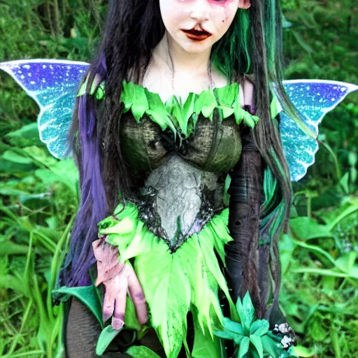 Prompt: eco goth fairy girl goblin,