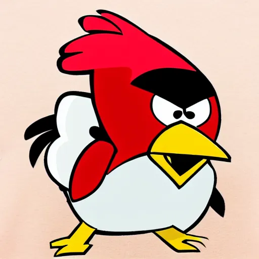 Prompt: angry bird in cool clothes