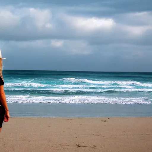 Prompt: a woman at the beach