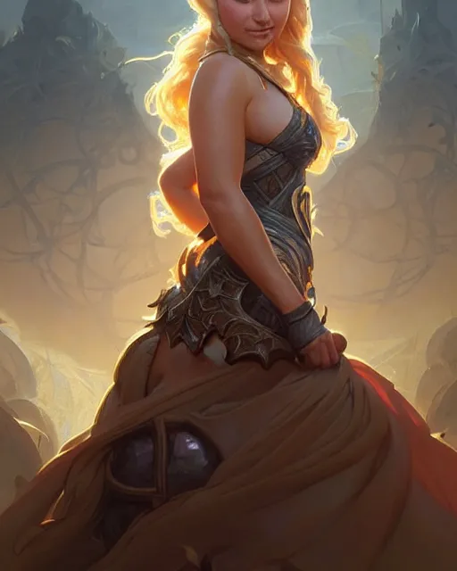 Image similar to Hayden Panettiere, D&D, fantasy, intricate, elegant, highly detailed, digital painting, artstation, concept art, matte, sharp focus, illustration, hearthstone, art by Artgerm and Greg Rutkowski and Alphonse Mucha