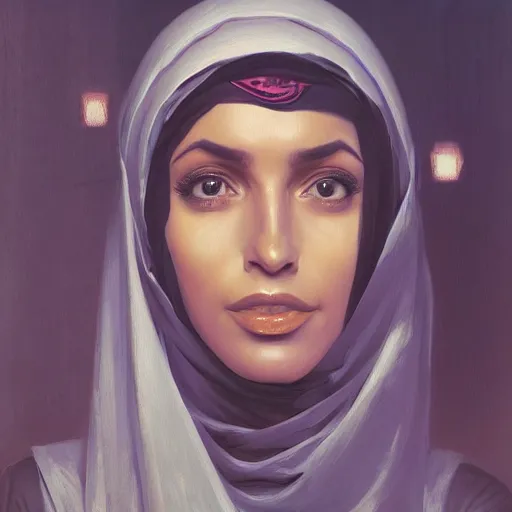 Image similar to detailed face of an arabic woman, clockwork, moment, tectonic sky, skydome, bullet train, turbines, utopian, tech noir, wet reflections, prism, atmospheric, ambient, pj crook, syd mead, livia prima, artgerm, greg rutkowski, nick alm, casey baugh