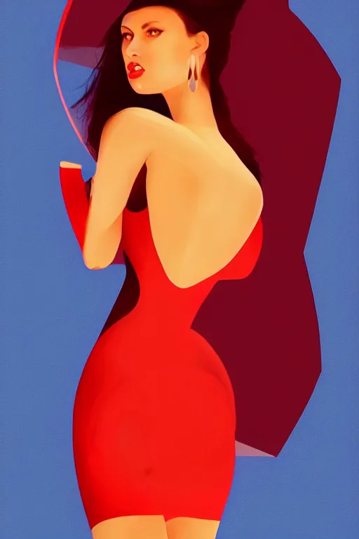 Image similar to full length portrait of very very very very very beautifully female with amazing body figure wearing tight dress, digital painting, trending on art station and devian art, pop art, low polygons illustration