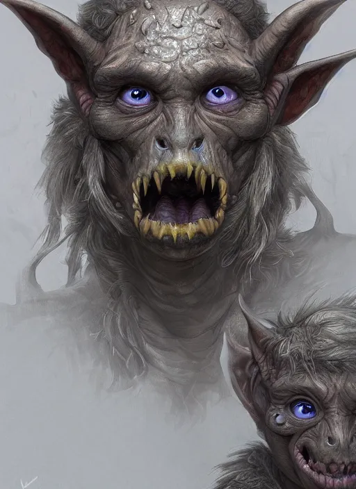 Image similar to , goblin, detailed eyes, cute, fantasy, intricate, highly detailed, digital painting, 4k, HDR, concept art, smooth, sharp focus, illustration, by Wayne Reynolds