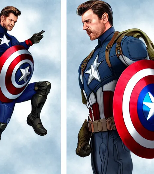 Prompt: Gavin Mcinnes as Steve Rogers in Captain America: Civil War, sigma male, posing for battle, holding holographic mecha shield, art by Stanley Artgerm Lau, WLOP, Rossdraws, Andrei Riabovitchev, Marc Simonetti, Yoshitaka Amano, ArtStation, CGSociety,