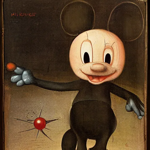 Image similar to micky mouse by hieronymus bosch,