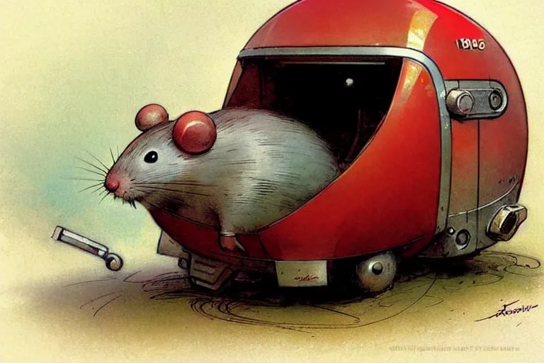 Prompt: explorer ( ( ( ( ( 1 9 5 0 s retro future robot android fat mouse wagon. muted colors. ) ) ) ) ) by jean baptiste monge!!!!!!!!!!!!!!!!!!!!!!!!! chrome red