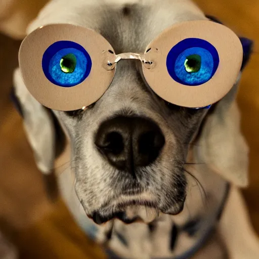 Prompt: blue dog with 3 eyes