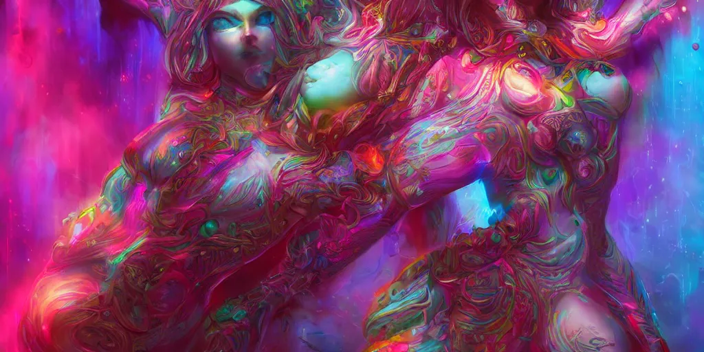 Image similar to dreamscape, female, ross tran, vivid colors, rainbow colors, anatomical, highly detailed sculpture, intricate detailed, ommatidia, 8 k, cinematic atmosphere, post - processing