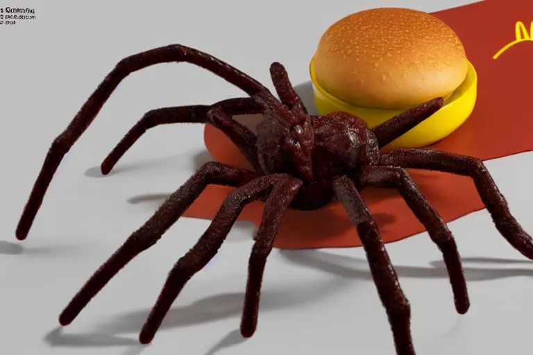 Image similar to cgsociety contest winner, 3 d product render of the hot new spider mcnugget from mcdonalds, ad for delicious spider nugget