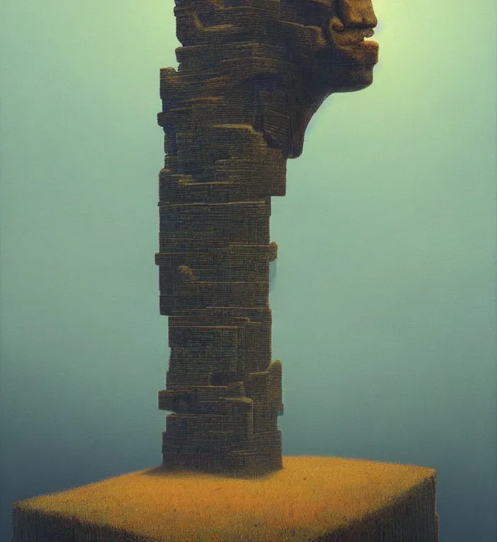 Image similar to infinite fractal totem, trending on artstation, art by zdzislaw beksinski, art by james gilleard and edward hopper, highly detailed, cg society contest winner