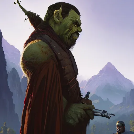 Prompt: ¾ profile, highly detailed portrait, orc in robe, in gta v stephen bliss unreal engine fantasy art by greg rutkowski loish rhads ferdinand knab ma