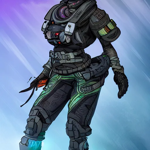 Image similar to wraith from apex legends, digital art, character design