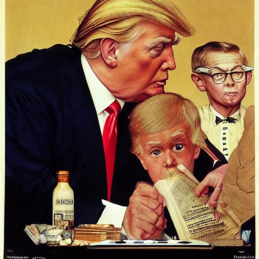 Image similar to portrait of Donald trump, by norman rockwell