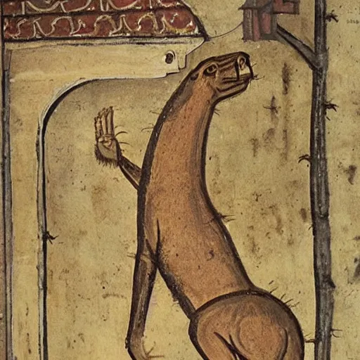 Prompt: a medieval paint of a capibara