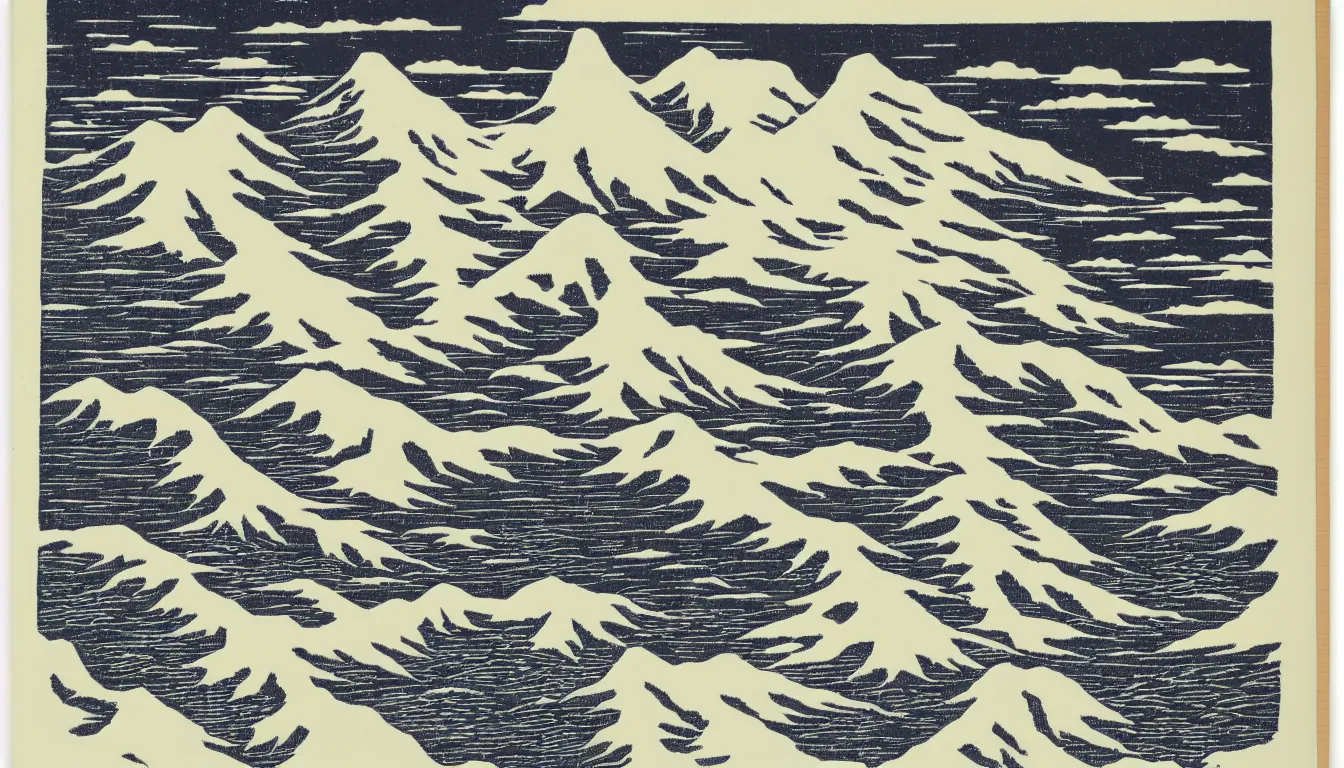 Image similar to stairway to heaven by woodblock print