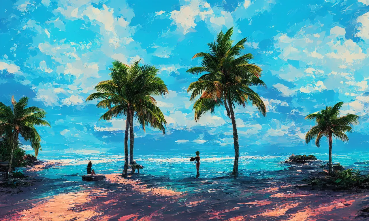 Image similar to paradise beach by alena aenami artworks in 4 k