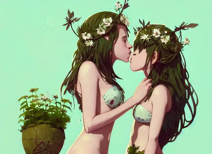 AI Art Generator: Girls kissing and hugging in bikinis