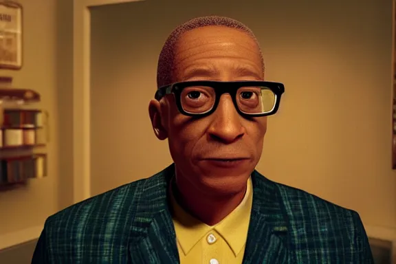 Image similar to “ very very intricate pixar movie screenshot of gus fring, rendered in octane 8 k with detailed cinematic lighting and shading, award - winning crisp details ”