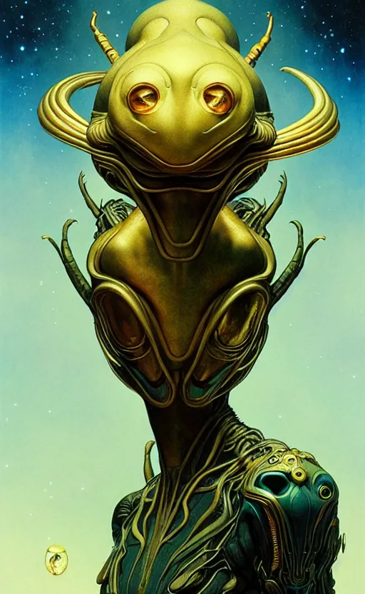 Image similar to exquisite imaginative alien creature poster art, humanoid, gold, movie art, by lucusfilm, weta studio, tom bagshaw, james jean, frank frazetta alphonso mucha, norman rockwell, giu, moebius, 8 k, denoised