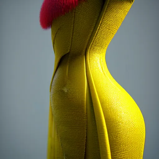 Image similar to a dress inspired by bananas, costume design, sharp focus, very detailed, 4 k, octane render, photo taken by nikon