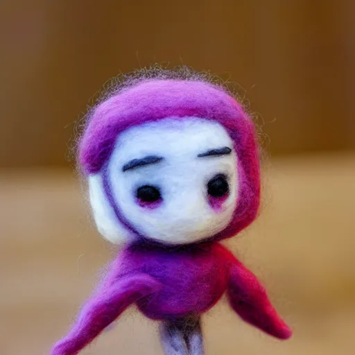 Image similar to a chibi needle felted hero, needle felting art.