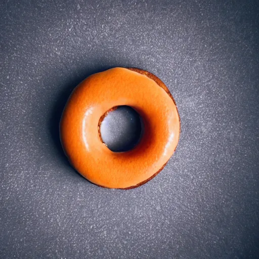Image similar to Perfectly circular donut!!!!! in the style of an orange!!!!!!, trending on artstation, 4k, 8k, professional photography, overhead shot, 35mm lens