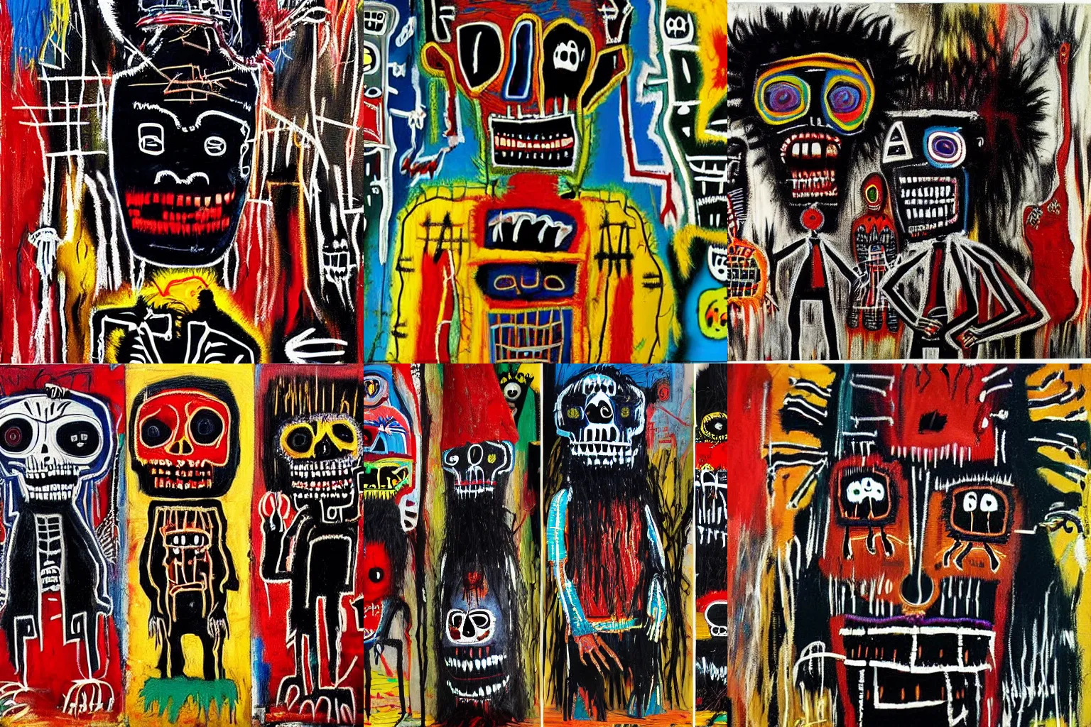 Image similar to extremely highly detailed scary evil terrifying haitian black voodoo dolls paintings by Jean-Michel Basquiat 4k insanely detailed and intricate, super detailed, 4k HDR high quality