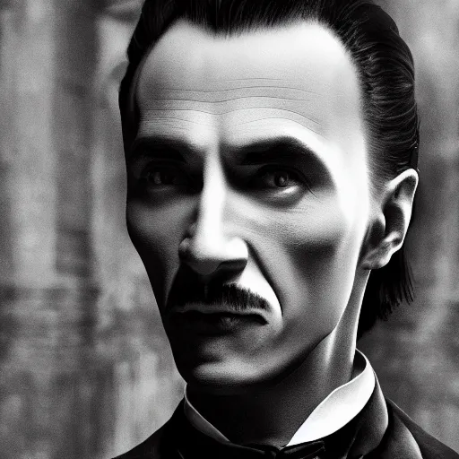 Prompt: a portrait of Dracula, victorian, depth of field, soft light, ominous, photorealistic, detailed, 8k