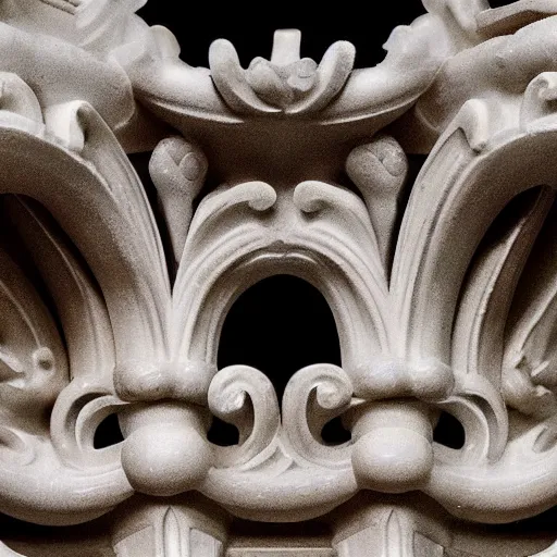 Prompt: a beautiful photograph of a strange column capital of an unknown order. the detailed ornament of the column looks like white slime mold. highly detailed. product photograph. the image would make the perfect icon for a discord server for AI-generated architecture