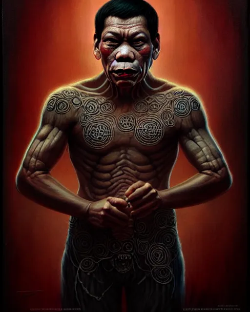 Prompt: rodrigo duterte, rodrigo duterte as a monster, very intricate ultrafine details, award winning masterpiece, tom bagshaw artstyle