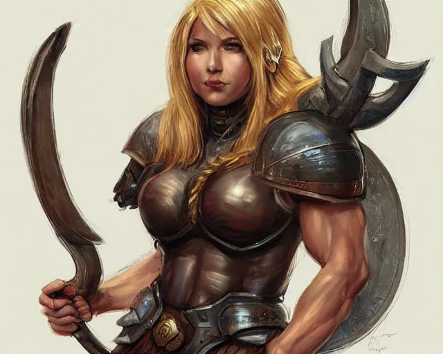 Image similar to portrait of samus aran as a very attractive female bodybuilder viking queen, elegant, fantasy, hd shot, digital portrait, beautiful, artstation, comic style, by artgerm, guy denning, jakub rozalski, magali villeneuve and charlie bowater