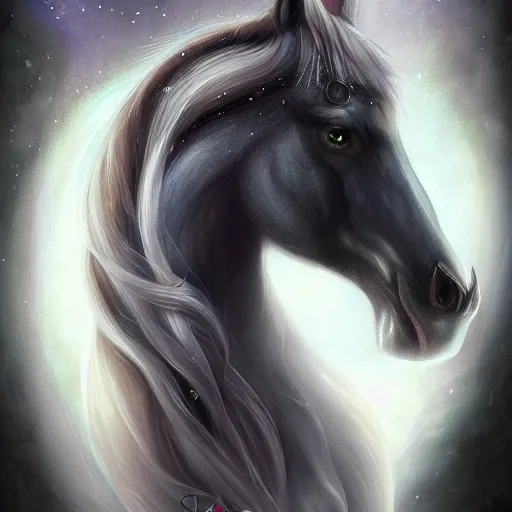 Prompt: fantasy horse inspired by Charlie bowater,Anna Dittmann