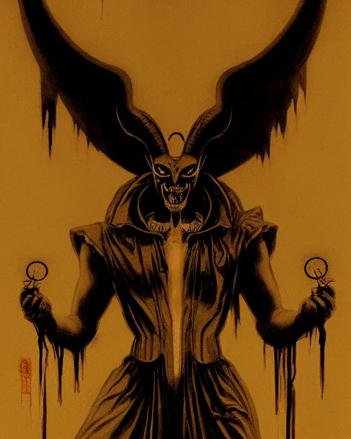 Image similar to baphomet, evil, horror wallpaper aesthetic, portrait, cinematic, dramatic, super detailed and intricate, by koson ohara, by darwyn cooke, by greg rutkowski, by satoshi kon