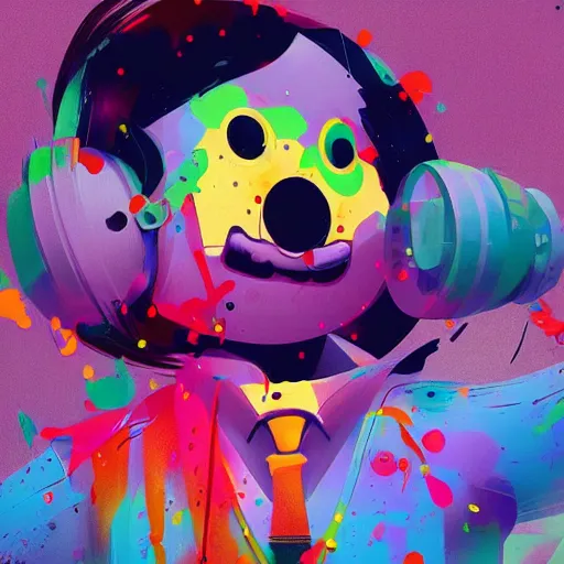 Image similar to colorful illustration of vinyl, splatters, by zac retz